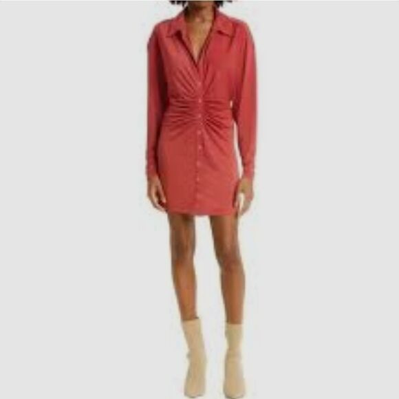 NWT Cinq a Sept  "Arden" Ruched Matte Jersey Button-up Mini Dress sz.S Ret.$345 - Picture 1 of 8
